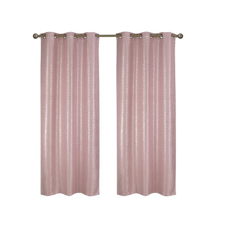 Metallic  Blackout Thermal Grommet Curtain Panels (Set of 2 Blush), 2 of 4