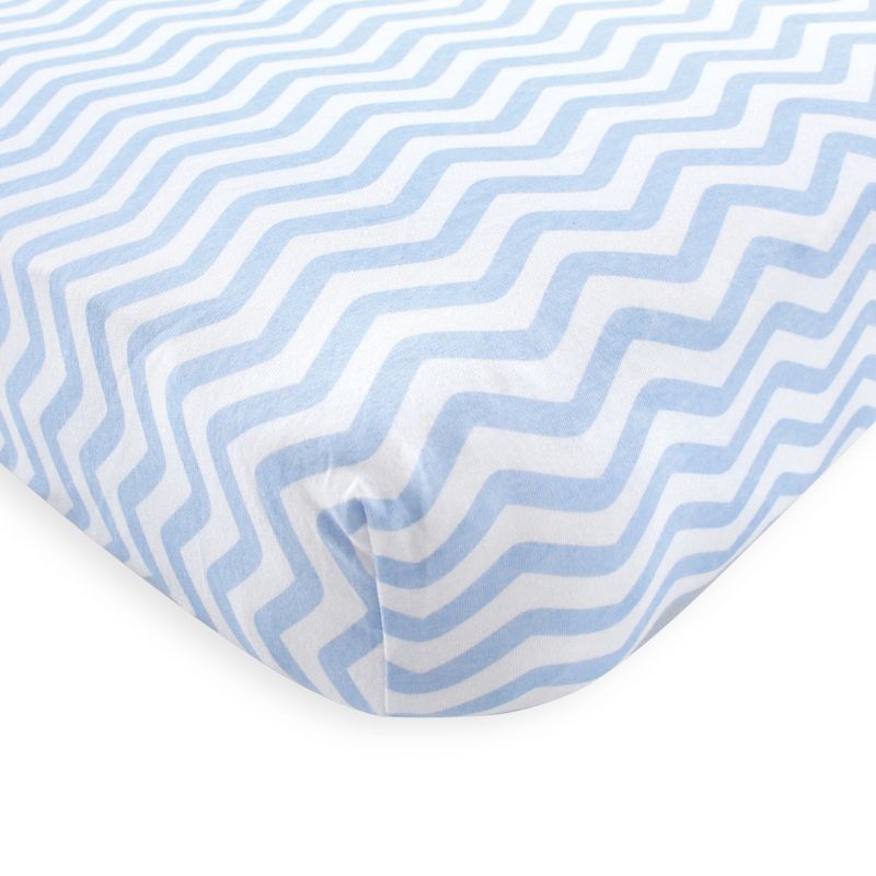 Luvable Friends Baby Boy Fitted Crib Sheet, Blue Chevron Stars, One Size, 4 of 5