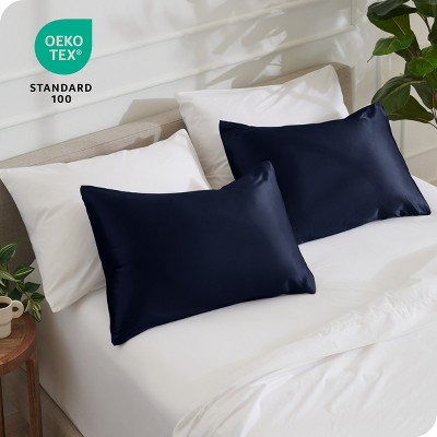 Midnight Blue Satin Standard/Queen Pillowcase Set