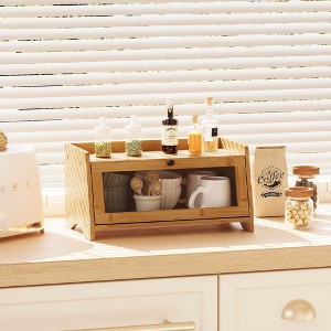 MOEPISY Bread Box for Kitchen Countertop, Bamboo Bread Box for Homemade Bread, Natural - 1 of 4
