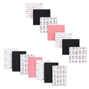 Hudson Baby Infant Girl Cotton Flannel Burp Cloths and Receiving Blankets, 14-Piece, Bonjour, One Size - 1 of 2