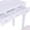 Tangkula Oval Vanity Mirror Dressing Table Beauty Dresser Cosmetics Organizer w/ Cushioned Bench - 3 of 4