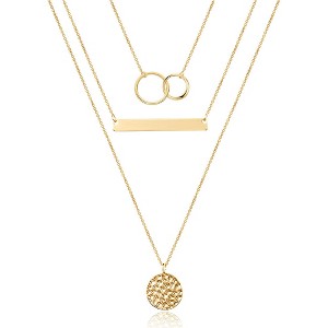 Turandoss Dainty Layered Choker Necklace, Handmade Plated Y Pendant Multilayer Bar Disc Necklace Adjustable Layering Choker for Women - 1 of 3