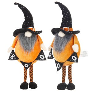 FURNIinspire Decorative Objects Set Of 2 Holiday Decorations, Fabric Standing Orange Gnome With Big Nose, Wizard Hat, Orange, 4.3"*6.3"*16" - 1 of 4