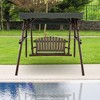 Costway 2 Person Wooden Garden Swing Bench Chair w/ Adjustable Canopy for Garden Porch - 2 of 4
