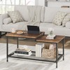 Industrial Coffee Table Brown Center Table 2-Tier Rustic Living Room with Mesh Shelf - 3 of 4
