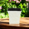 HomeRoots 7" Cream Recycled Plastic Indoor Outdoor Square Nursery Pot - 2 of 3