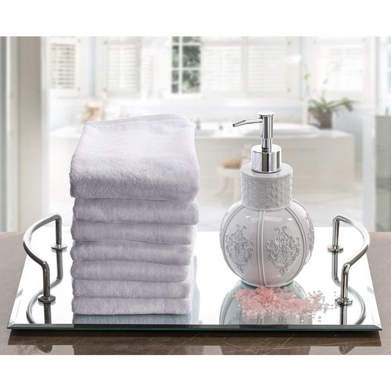 Creative Scents White Fingertip Monogrammed Towels Silver Embroidered, 4 of 7