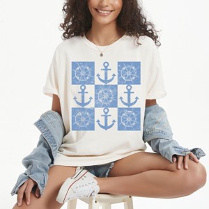 Simply Sage Market Anchor Wheel Grid Garment Dyed Tee - 1 of 4