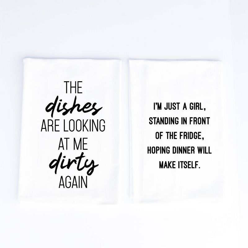2pk Cotton Dirty Dishes and Girl Hoping Kitchen Towels - Wildwood Landing, 1 of 8
