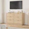 Rattan 6 Drawer Dresser, 47in Wide Natural Oak 6 Chest of Drawers with Metal Handles and Wooden Sturdy Base for Bedroom Living Room Nursery - 4 of 4
