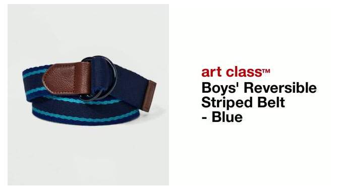 Boys' Reversible Striped Belt - art class™ Blue, 2 of 6, play video