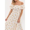 August Sky Women's Floral Off Shoulder Side Split Midi Dress - 4 of 4