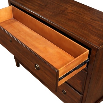 Cambridge Brown 3-Drawer Wood Dresser with Antique Bronze Pulls