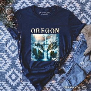 Enchanting Oregon State Multnomah Falls Winter T-Shirt, Pacific Northwest Waterfall Tee and Souvenir | OrnamentallyYou - 1 of 4