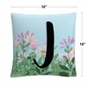 Pink Floral Garden Letter Illustration By Abc 16 X 16 Decorative Throw Pillow by Trademark Fine Art - 4 of 4