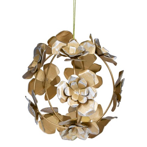 Northlight Matte Silver And Gold Rose Flowers Christmas Ball Ornament 4 ...