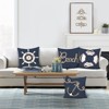 Nautical Pillow Covers 18 x 18 Inch Set of 4 Anchor Marine Denim Navy Blue - 3 of 4