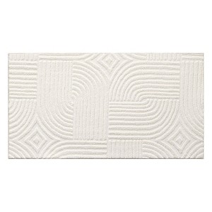 TOWN & COUNTRY EVERYDAY Stone Geo Curve Soft Felt Everwash®, Machine Washable Area Rug with Non-Slip Backing, Geometric Rug, Ivory, 1'7"x2'11" - 1 of 4