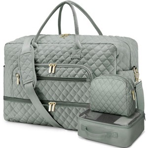 Large Travel Duffel Bag with Shoe Compartment, 3PCS Set for Women, Carry On Overnight, Gym, and Hospital Bag - 1 of 4