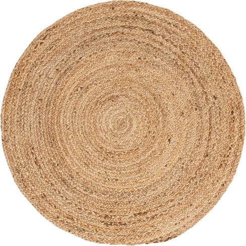 Unique Loom 4'x4' Braided Jute Dhaka Natural Indoor Area Rug : Target