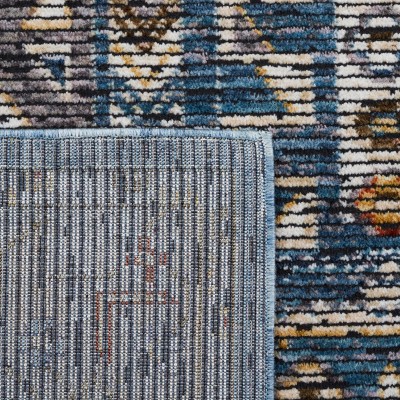 Ivory and Blue Hand-knotted Stain-resistant 5' x 8' Area Rug