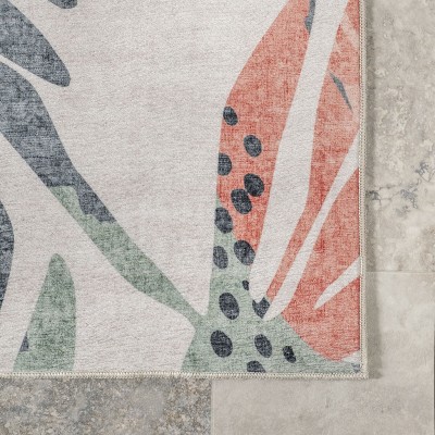 Mara Multicolor Floral Washable Synthetic Area Rug