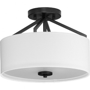 Progress Lighting Goodwin 2-Light Flush Mount, Matte Black, White Linen Shade - 1 of 1