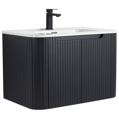 Caskvalley Modern Bathroom Vanity with Straight Fluted Design - Sink Included