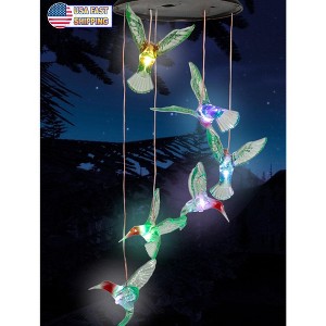 5 Star Super Deals Hummingbird Solar Wind Chime LED RGB Color Changing Hanging Lights - Outdoor Solar Garden Decorative Lights for Walkway Pathway - 1 of 4