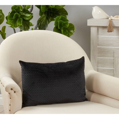 Black Pinsonic Velvet Poly-Filled 14x20 Throw Pillow