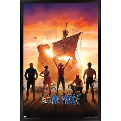 Trends International Netflix One Piece - Going Merry Framed Wall Poster  Prints Black Framed Version 14.725 x 22.375