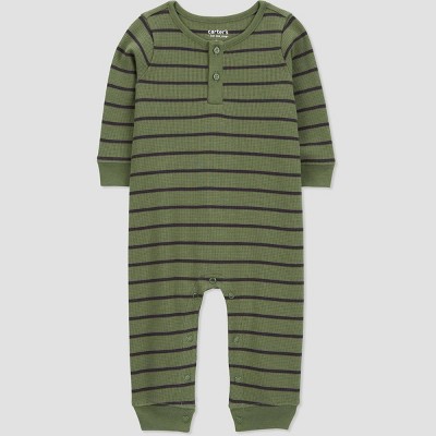 Image of Carter's Just One You®️ Baby Boys' Striped Jumpsuit - Green 3M