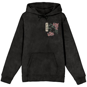 Godzilla Vintage-Inspired Kanji Design Men’s Black Salt Mineral Wash Graphic Hoodie - 1 of 4