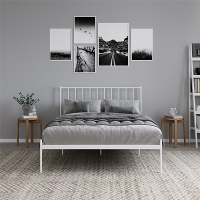 Ares White Metal Queen Bed Frame with Adjustable Height