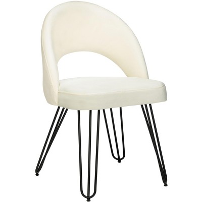 Creme Velvet & Matte Black Transitional Side Chair