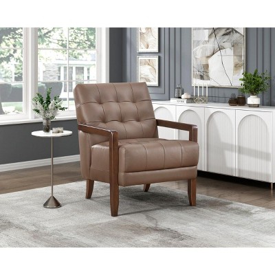 NicBex Leather  Accent Chair,Modern Arm Chairs with Solid Wood Arms and Legs for Bedroom,Reading Room