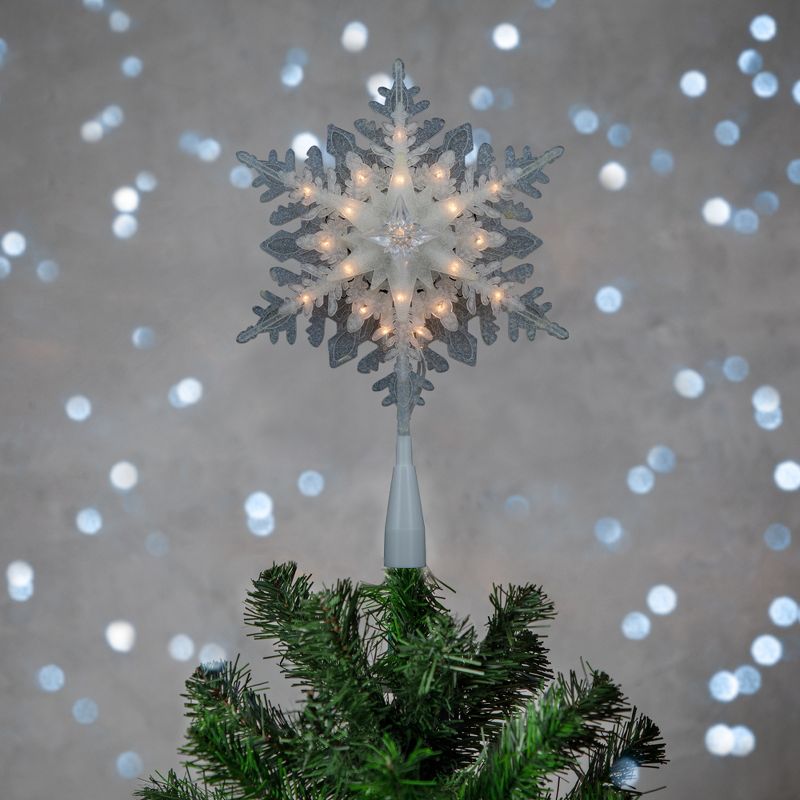 Northlight 10" Lighted White Frosted 3-D Snowflake Christmas Tree Topper - Clear Lights, 2 of 8