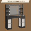 Petrimins Makeup Vanity Table with Glass Top, Mirror, LED Lights, 4 Shelves, Drawers & Cabinets – Vanity Desk for Bedroom Use - 2 of 4