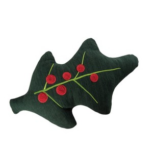 Transpac Holly Leaf Shaped Pillow for Christmas Indoor Decoration Green Throw Pillow Festive Home Accents and Gifts - 1 of 2