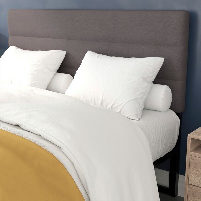 Gray Tufted Faux Linen Upholstered Queen Headboard