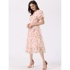 Allegra K Women's Floral Print Short Sleeve Cinched Waist Long Dresses - 4 of 4