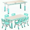 COZONY 7PCS Kids Table and Chairs Set, Height-Adjustable Toddler Study Table with 1 Table & 6 Chairs, Non-Slip Legs and Graffiti Desktop for Home - 2 of 4