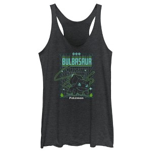 Women's Pokemon Bulbasaur Retro Grid Racerback Tank Top - 1 of 4