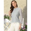 Allegra K Women's Lace Long Sleeve Keyhole Back Ruffle Neck Floral Blouse - 2 of 4