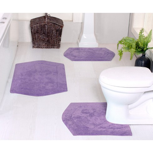 Home Weavers Inc Allure Collection Purple Cotton 5-Piece Bath Rug Set