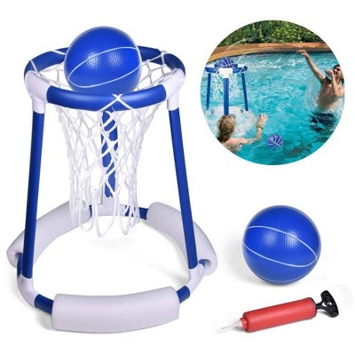 MPM Floating Pool Basketball Hoop Game Set with 2 Balls and Pump - Blue, Pool Inflatable Basketball Game for Kids and Adults Swimming Game Toy, Summer