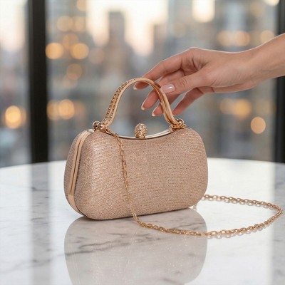 Сумки INSPIRE CHIC Rhinestone Clutch Purses for Women Sparkly Gemstone Handbag with Detachable Chain Pink 7.9*2.9*4.3 inches — фото 2