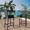 Rattan Bar Chair, Bar Stool with Cushions, Kitchen Barstool, Patio Wicker Chair Height Stool Set, Home Bar Seating for Indoor Outdoor, Backyard - 2 of 4