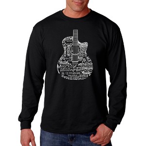 LA Pop Art Men's Word Art Long Sleeve T-shirt - Languages Guitar - 1 of 4